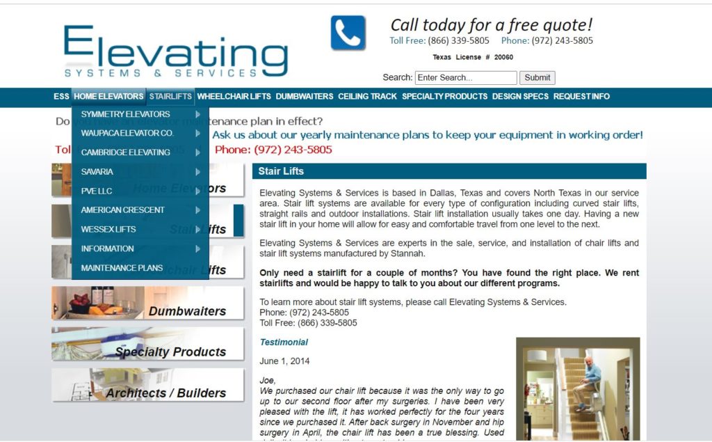 iNet Stairlift Website